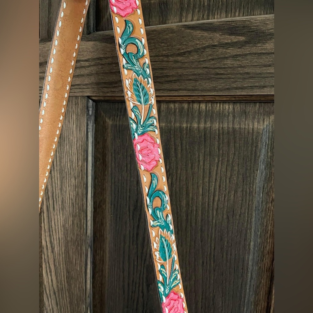 Hand-tooled leather crossbody strap American Darling